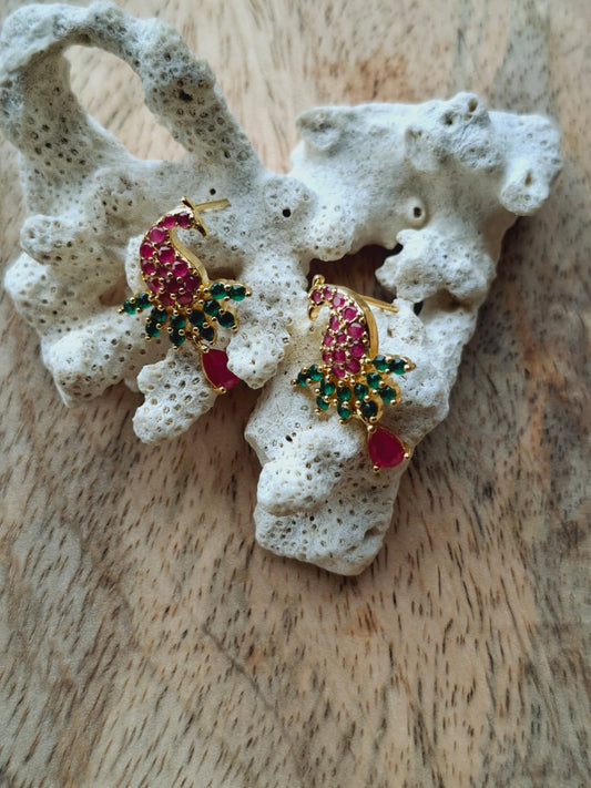 Multicoloured Peacock Studs