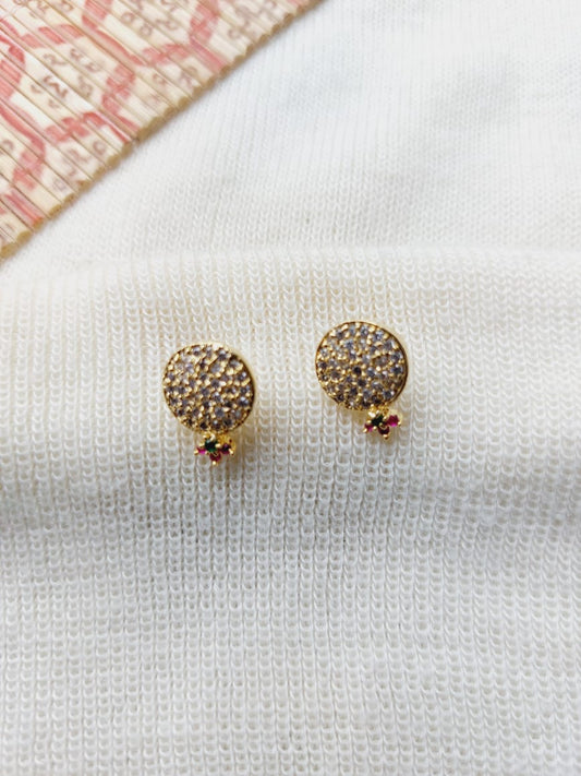 White and Multicoloured Stone Round Earring