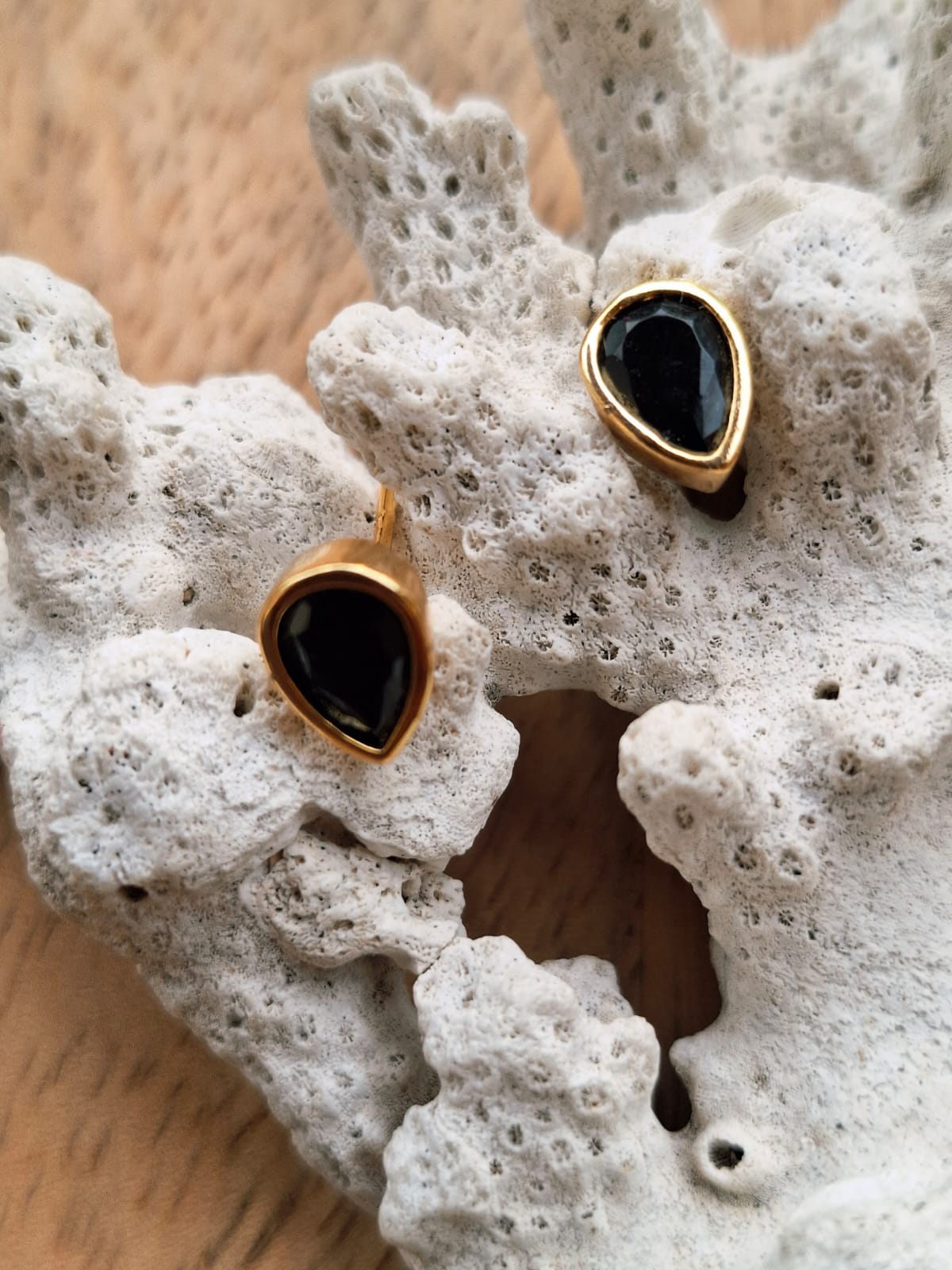 Leaf Shaped Black Studs