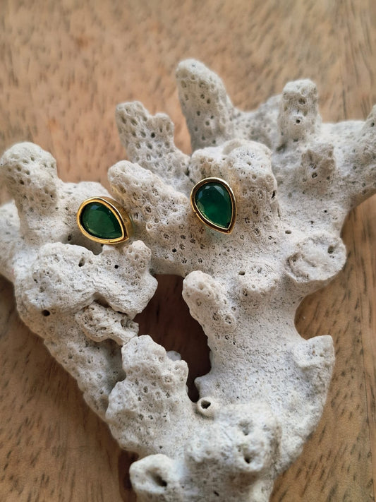 Leaf Shaped Green Studs