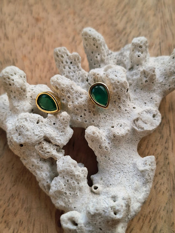Leaf Shaped Green Studs