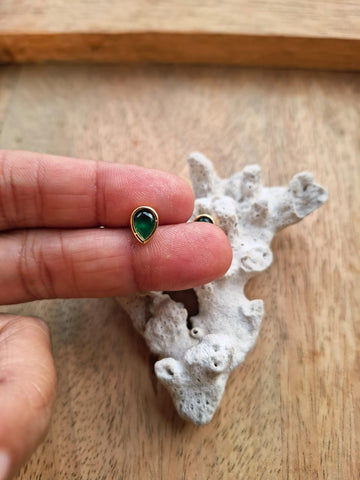 Leaf Shaped Green Studs