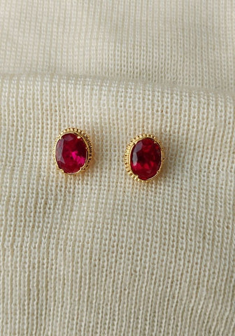 Red Stone Stud Earrings