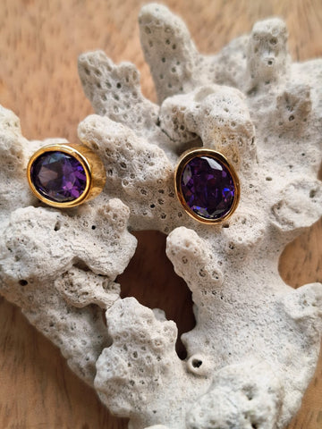 Round Shaped Violate Stud Earrings