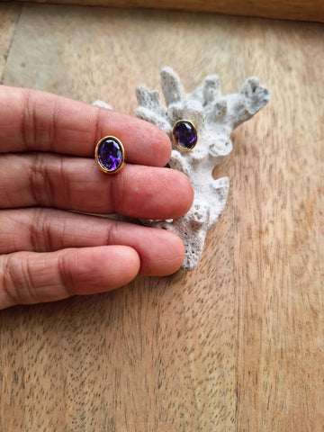 Round Shaped Violate Stud Earrings