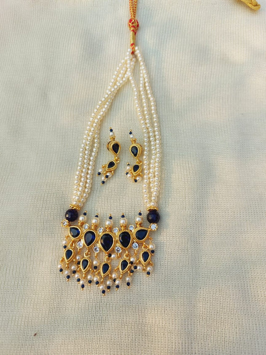 Original Traditional Puneri Dark Blue Stone RoyalTanmani