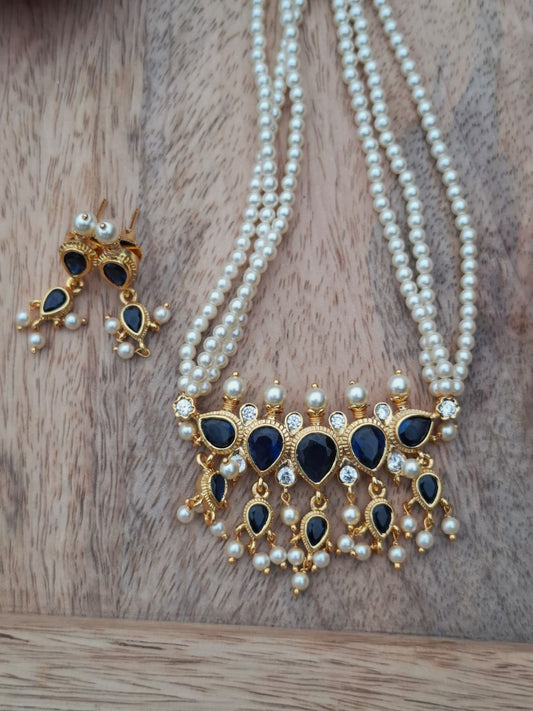 Original Traditional Puneri Dark Blue Stone Royal Tanmani