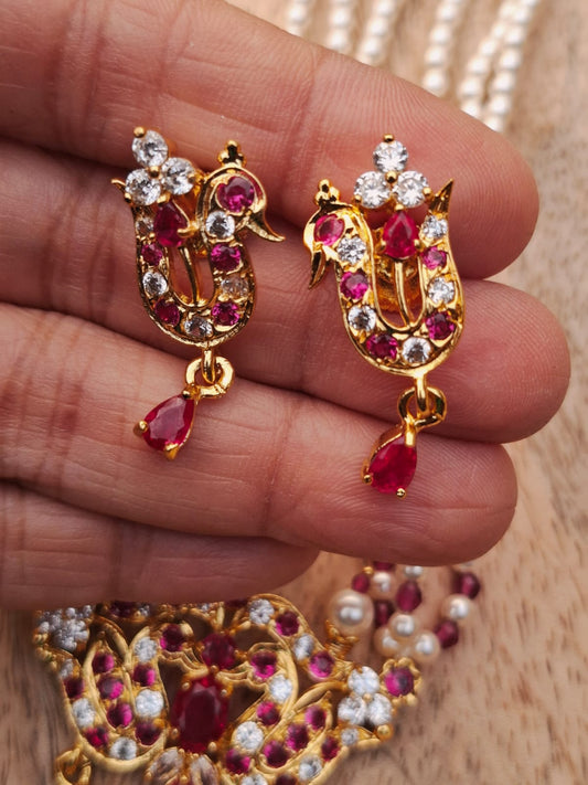 Traditional Peshwai Tanmani with Pink Crystals