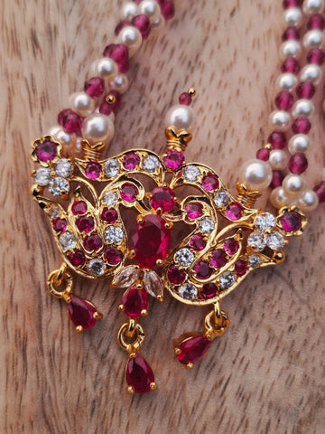 Traditional Peshwai Tanmani with Pink Crystals