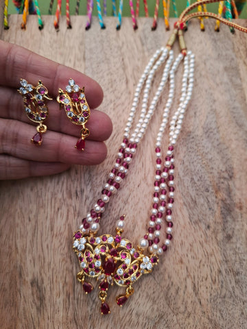 Traditional Peshwai Tanmani with Pink Crystals
