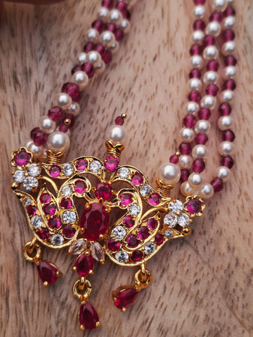 Traditional Peshwai Tanmani with Pink Crystals