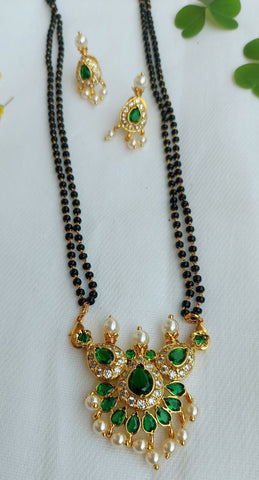 Green Tanmani Small Designer Pendant Mangalsutra