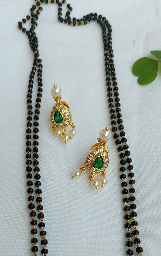 Green Tanmani Small Designer Pendant Mangalsutra