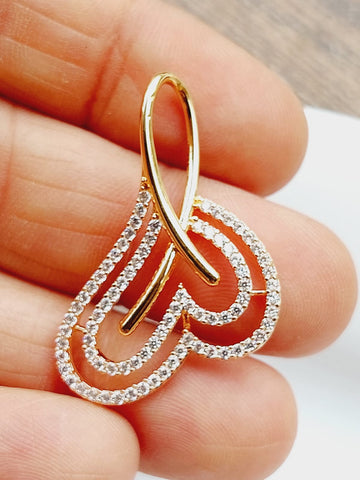 Rose Gold Plated American Diamond High Quality Heart Pendant Set