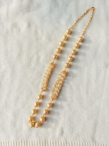 Designer Pear Mala With Rice Pearl Chains 20 to 24 Inch