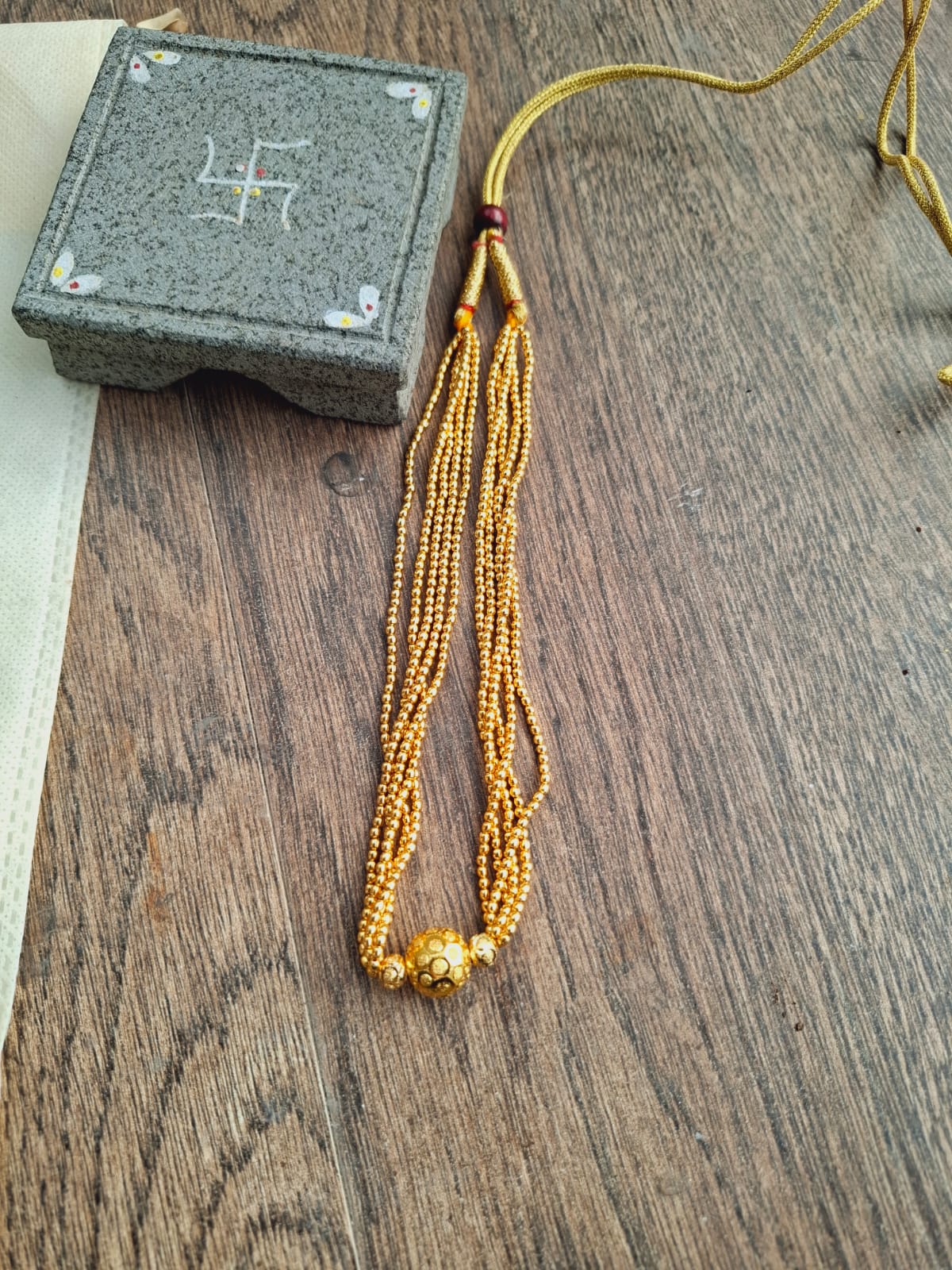 Intricate Golden Bead Thushi - Traditional Jewellery Piece