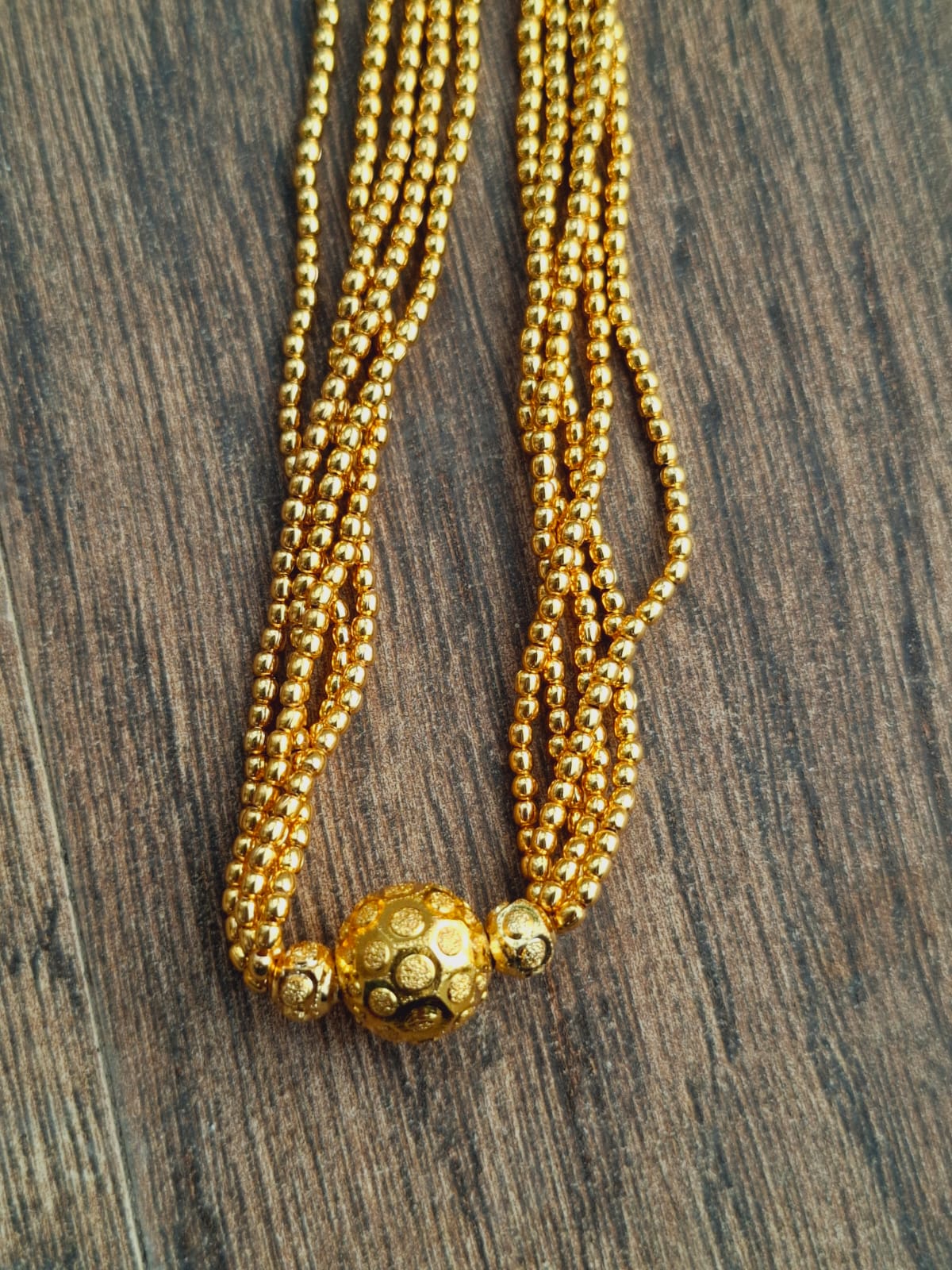Traditional Golden Bead Thushi Necklace from Mugdha Jewellery Store
