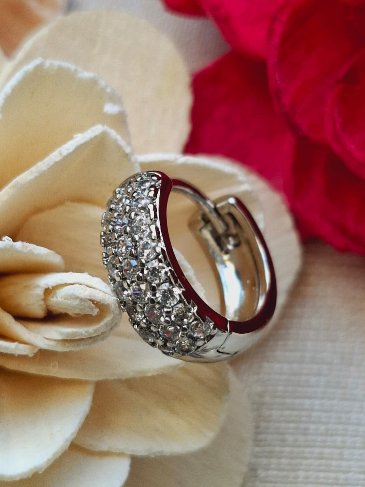 Three Line AD Silver Small Hoops