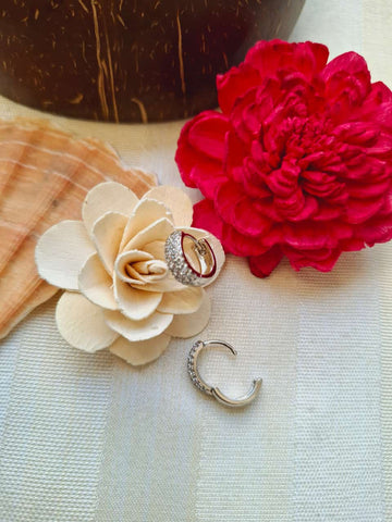 Three Line AD Silver Small Hoops