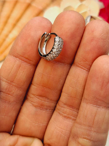 Three Line AD Silver Small Hoops