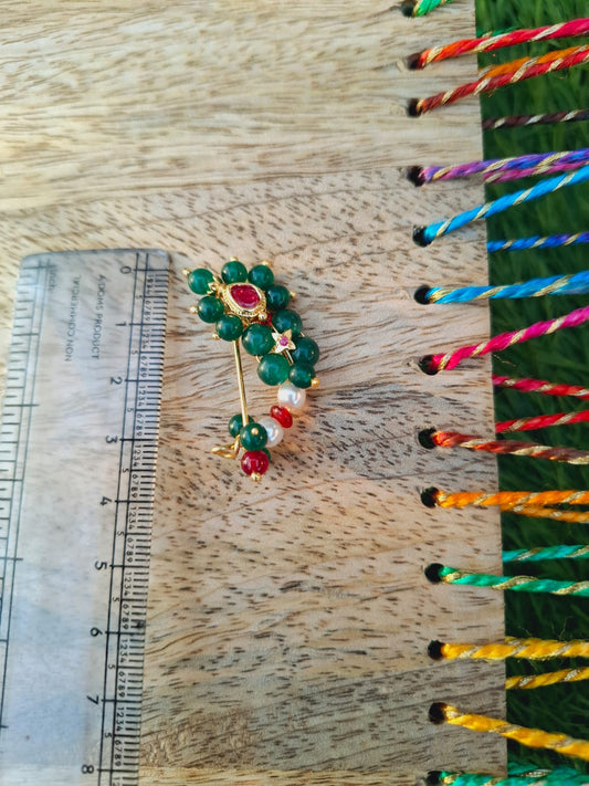 Big Traditional Green Nath with Red Stone