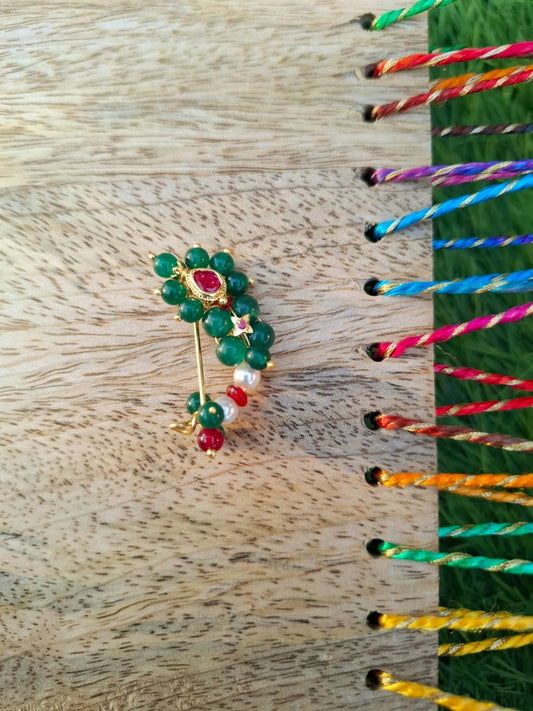 Big Traditional Green Nath with Red Stone