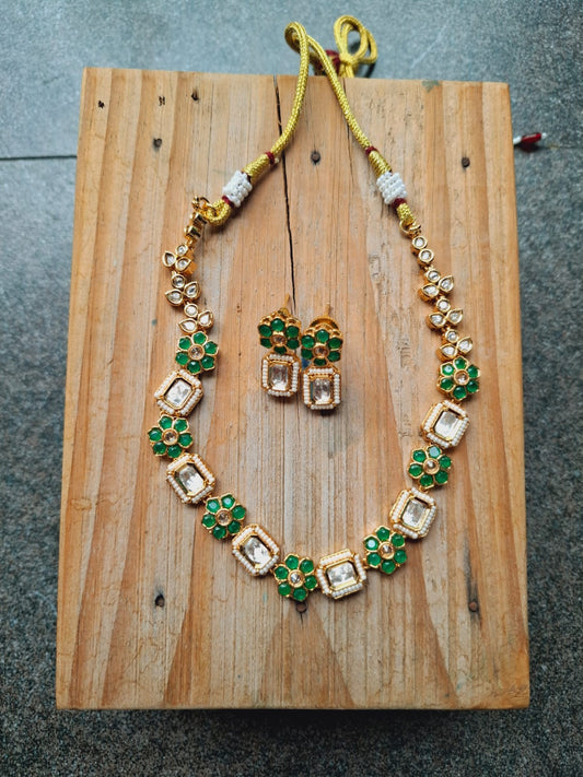 Manaswi Designer Green White Flower Set