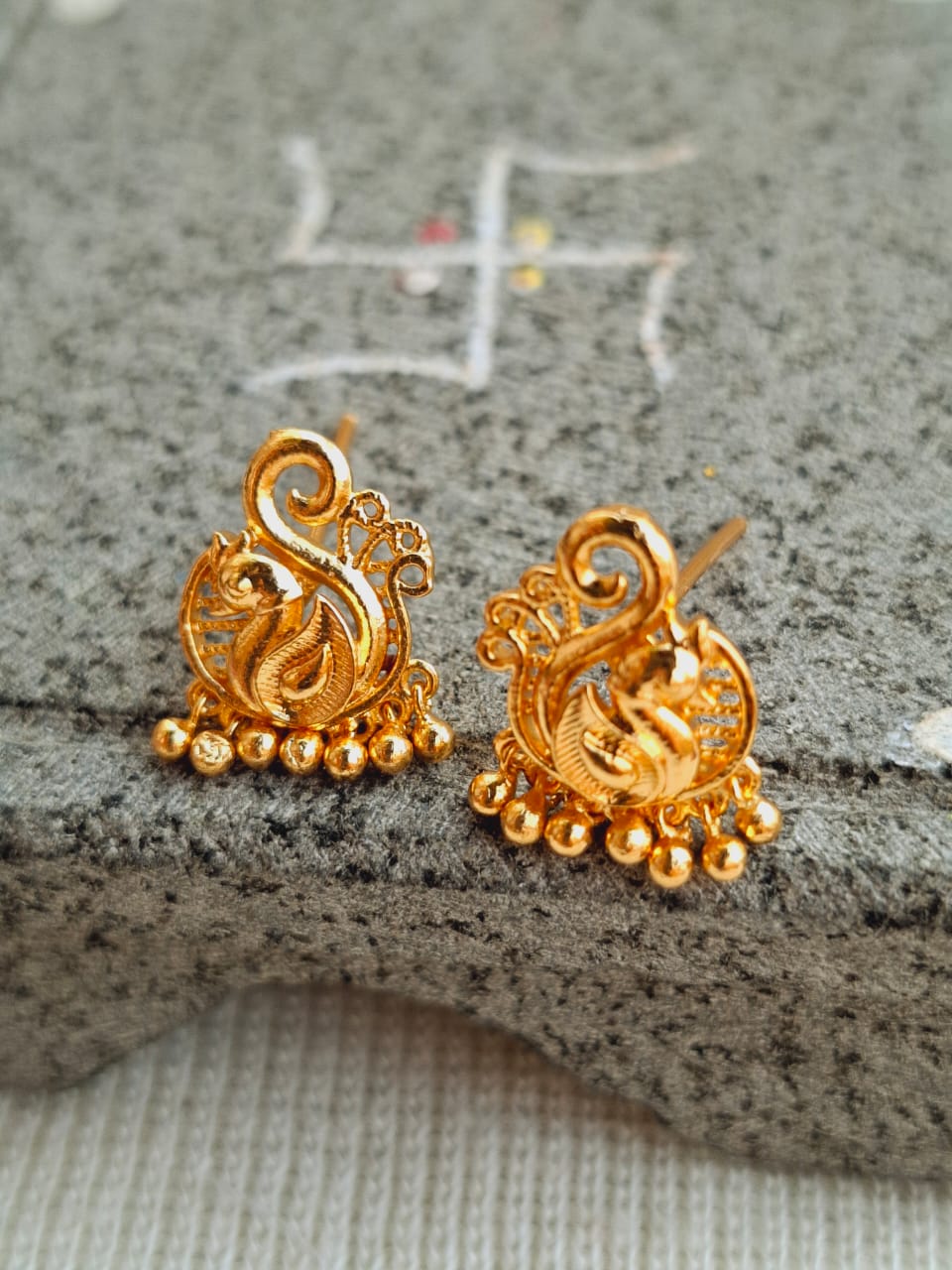 Golden Peacock Earrings
