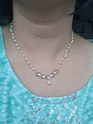 Single Pendant Pearl Set (Navratna)