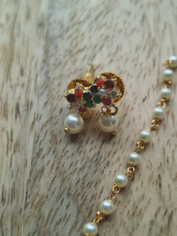 Single Pendant Pearl Set (Navratna)