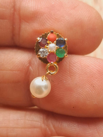 Single Pendant Pearl Set (Navratna)