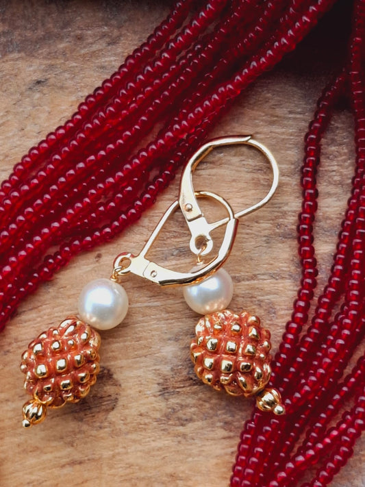 Evergreen Golden Red Bead Necklace Set (Vaidehi)