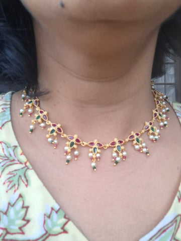 Sundara Three Leaf Necklace Set Multicoloured