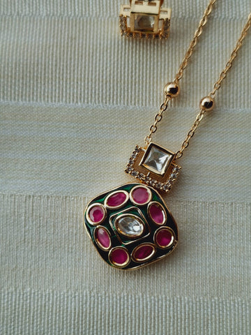 Cute Kundan American Diamond Minimal Necklace Set