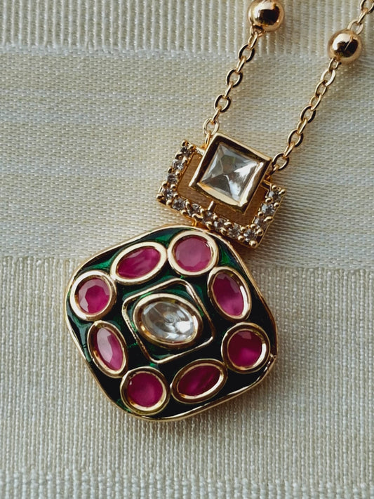 Cute Kundan American Diamond Minimal Necklace Set