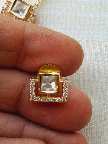 Cute Kundan American Diamond Minimal Necklace Set