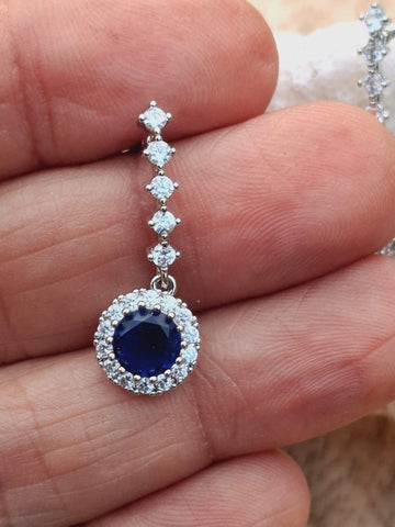 Finest Quality Dark Blue Stone AD Earrings