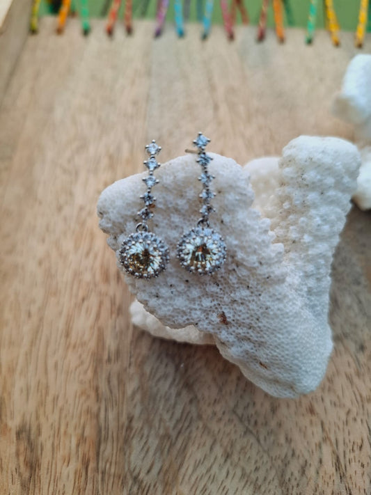 Finest Quality Light Yellow Stone AD Earrings