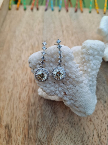 Finest Quality Light Yellow Stone AD Earrings