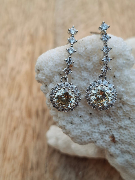 Finest Quality Light Yellow Stone AD Earrings