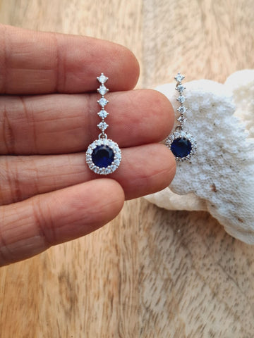 Finest Quality Dark Blue Stone AD Earrings