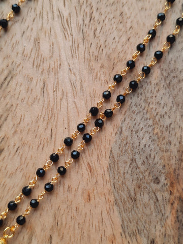 Elegant Golden Bead Two Lyre Mangalsutra