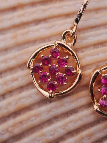 Dark Pink Round Danglers