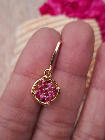 Dark Pink Round Danglers