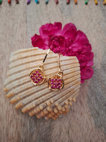 Dark Pink Round Danglers