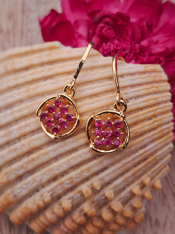 Dark Pink Round Danglers