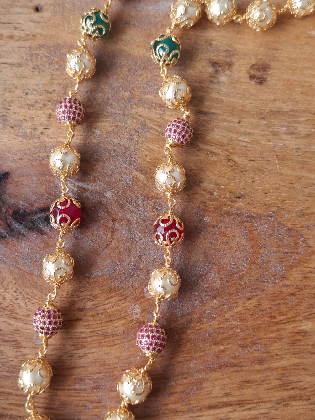 Designer Pear Mala With Multicolor and Stone Beads 20 Inch