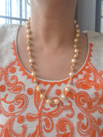 Designer Pear Mala With Multicolor and Stone Beads 20 Inch