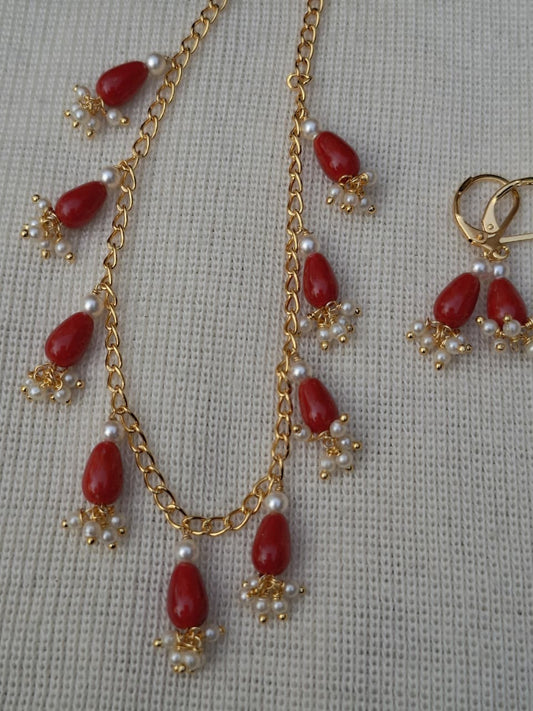 Superior Coral Pearl Designer Necklace