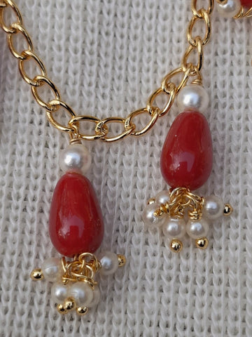 Superior Coral Pearl Designer Necklace